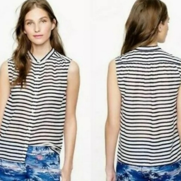 J. Crew Tops - J. Crew Summer Cotton striped sleeveless cotton top size 0